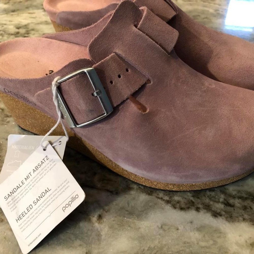 NEW - Papillio suede wedge clog by Birkenstock